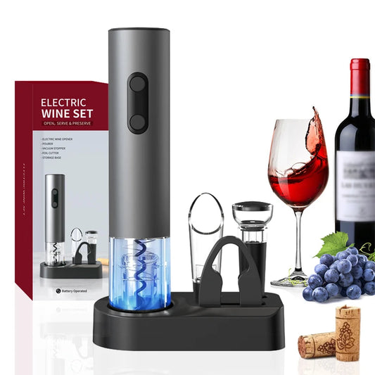 Electric Wine Opener Set – Automatic Corkscrew with Foil Cutter – Perfect Gift for Wine Lovers